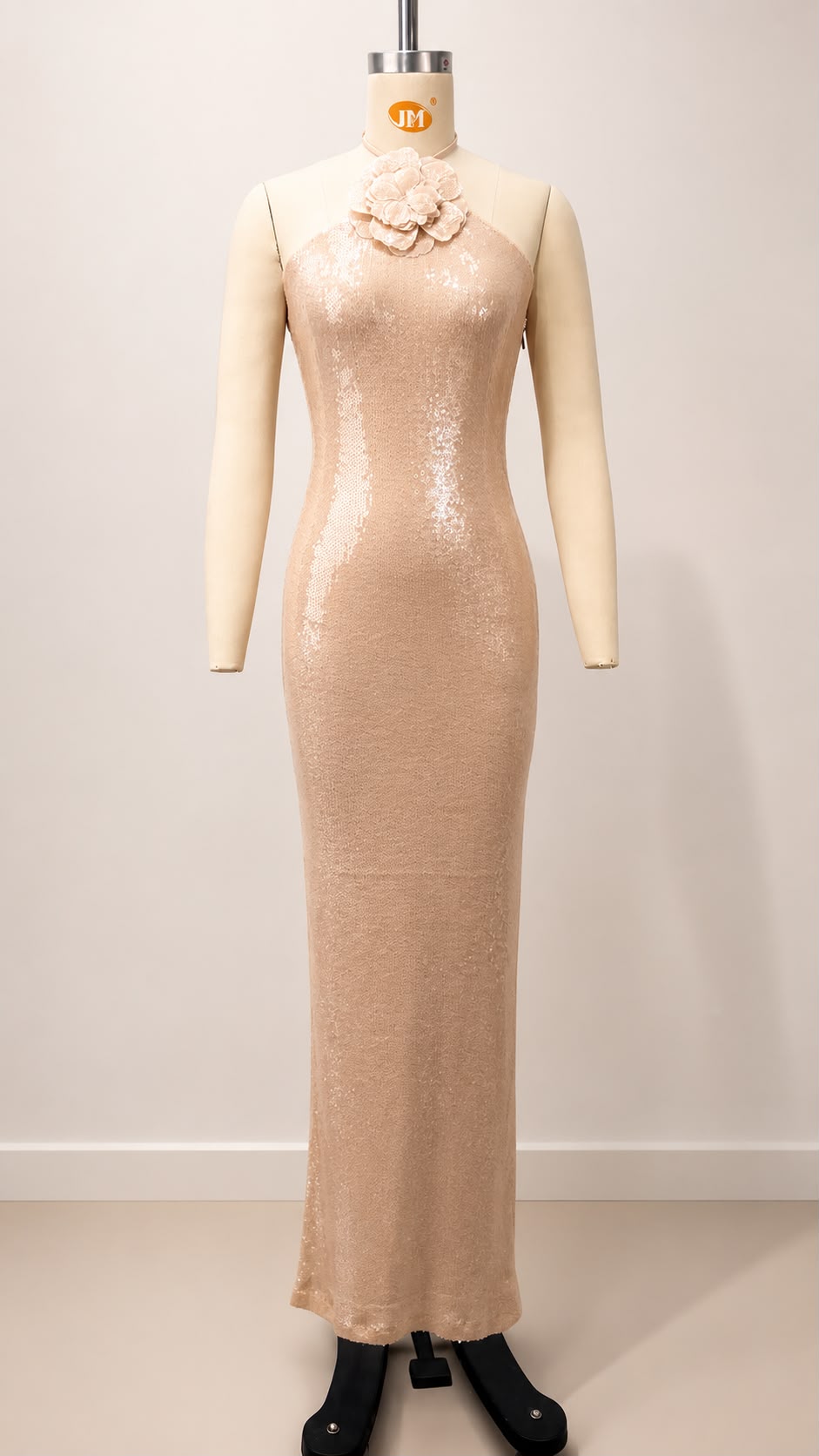 Fleurisse Sequin Halter Maxi Dress