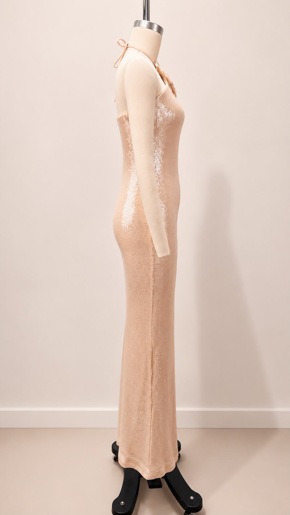 Fleurisse Sequin Halter Maxi Dress