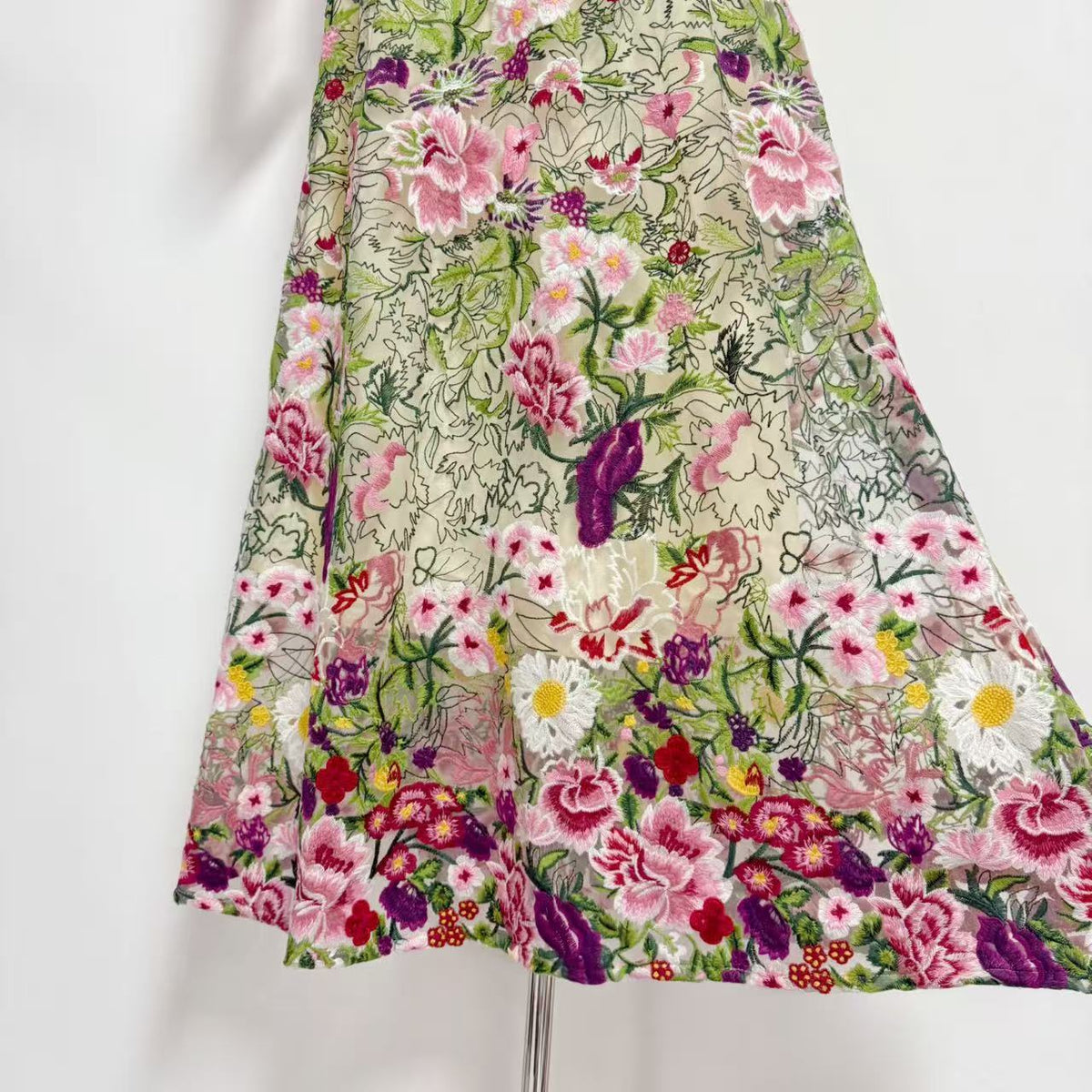 Florabel Embroidered Mesh Strapless Maxi Dress