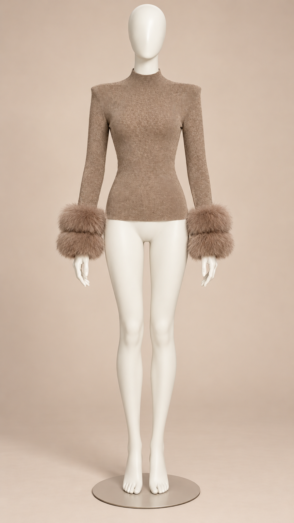 Theodora Fox-Trim Top — Gallery mannequin front