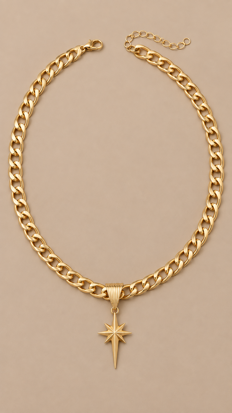 Nova Star Cuban Chain Necklace — Gold product only