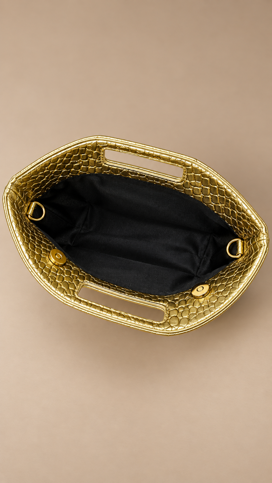 Delphine Woven Clutch — Gold product open