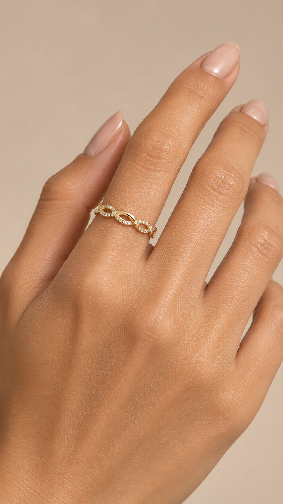 Ottilie Twist Ring — Gold worn closeup