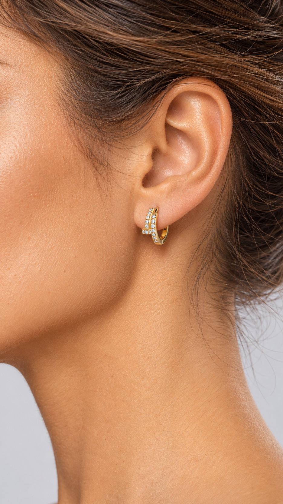 Thessaly Nail-Wrap Earrings — Gold worn closeup
