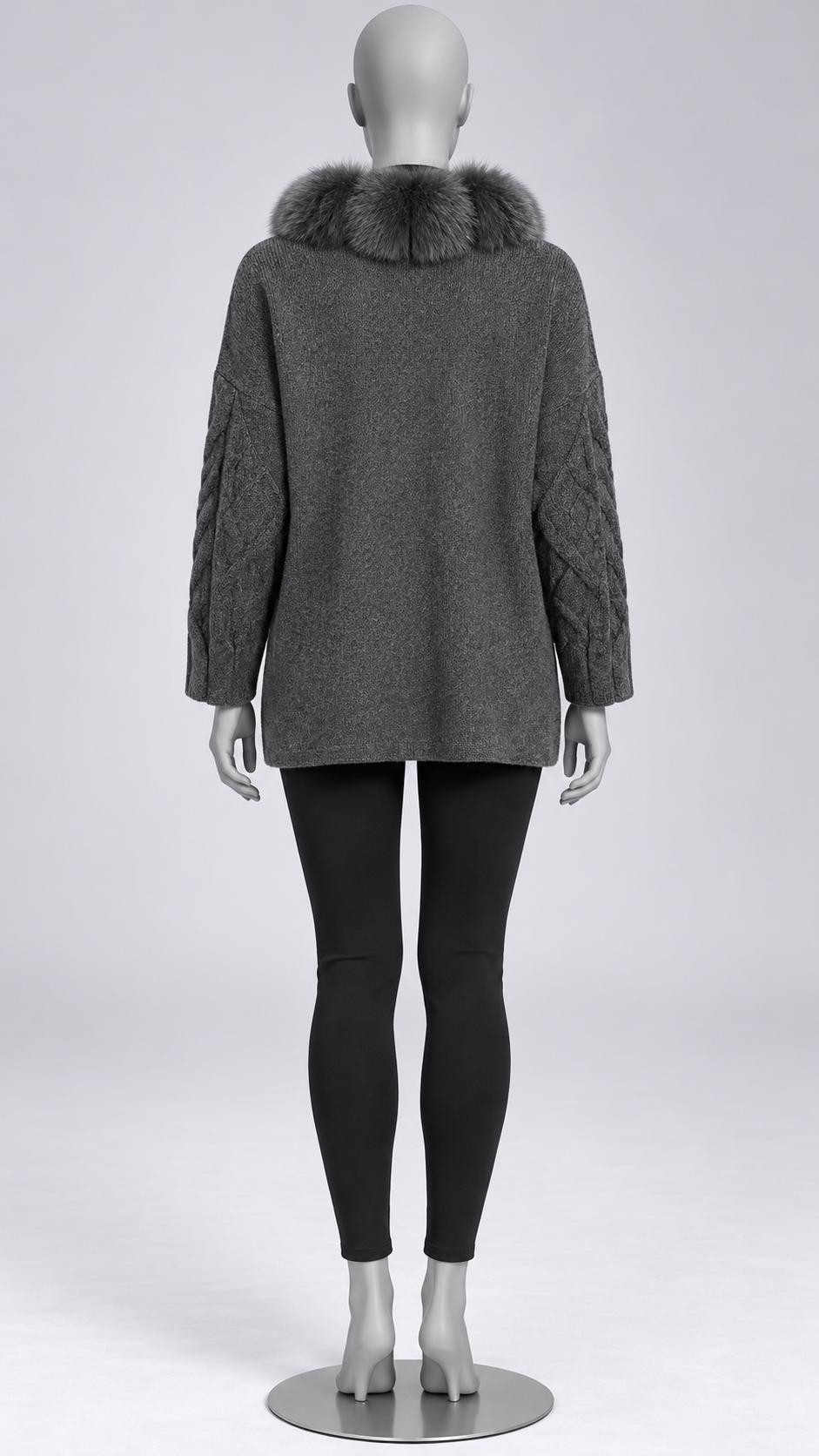 Maribelle Plush-Front Cardigan — Gray mannequin back