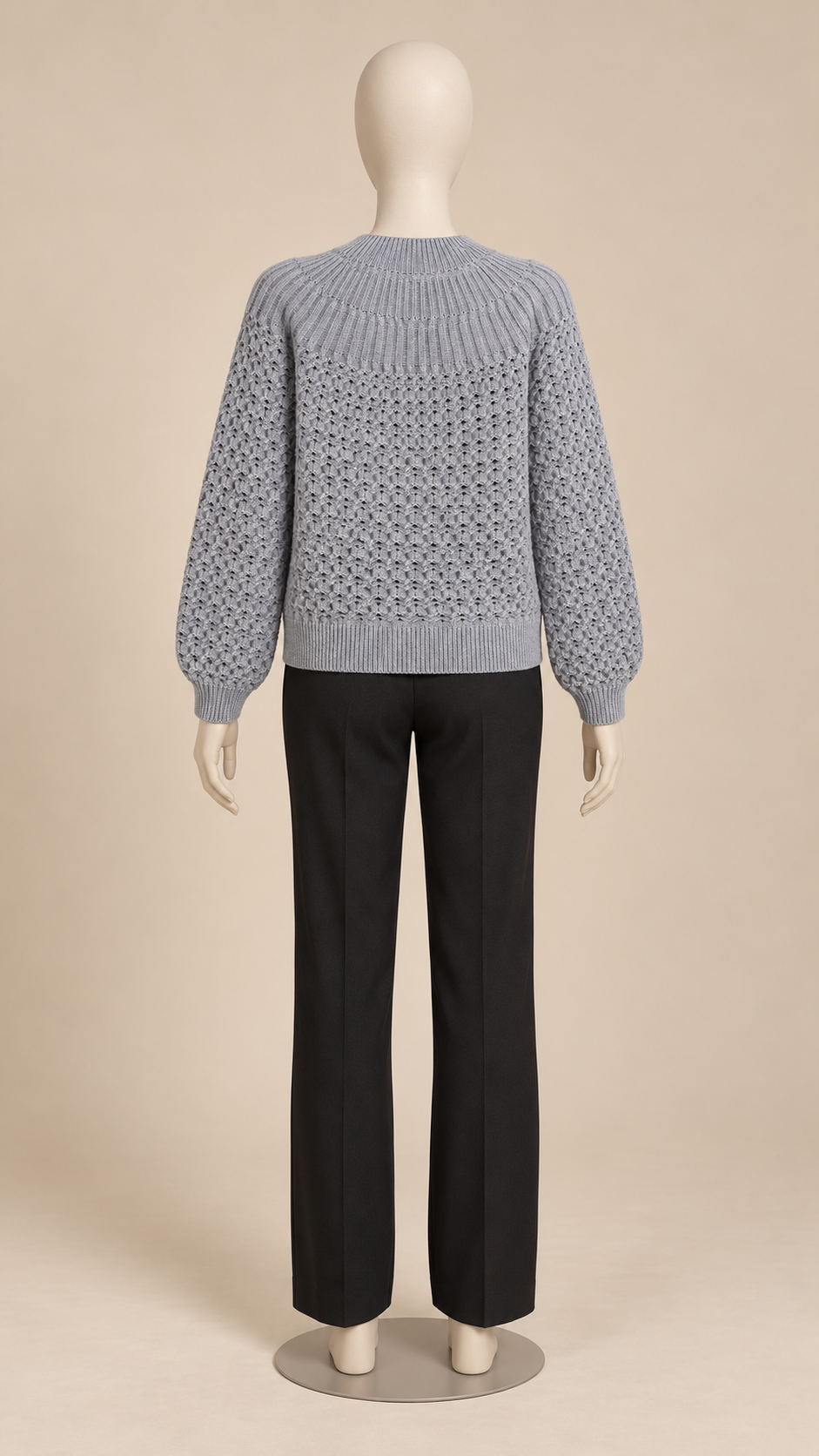 Astrid Honeycomb Cardigan — Gray mannequin back