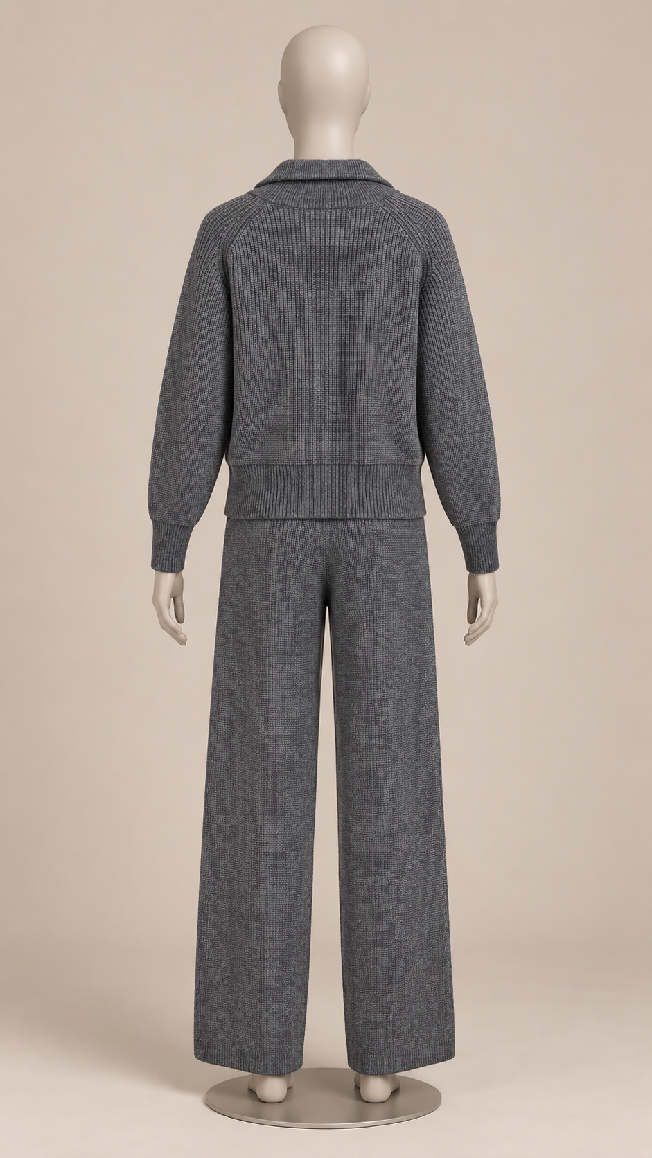 Brielle Zip-Collar Lounge Set — Gray mannequin back