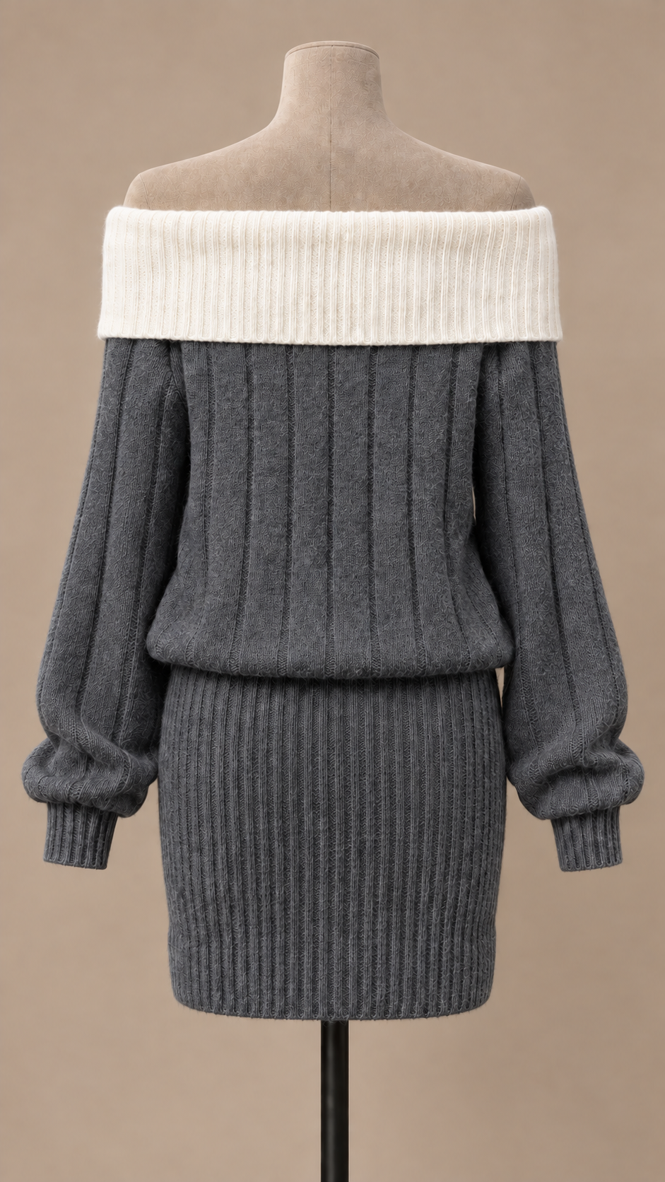 Odette Bow Bardot Mini — Gray mannequin back