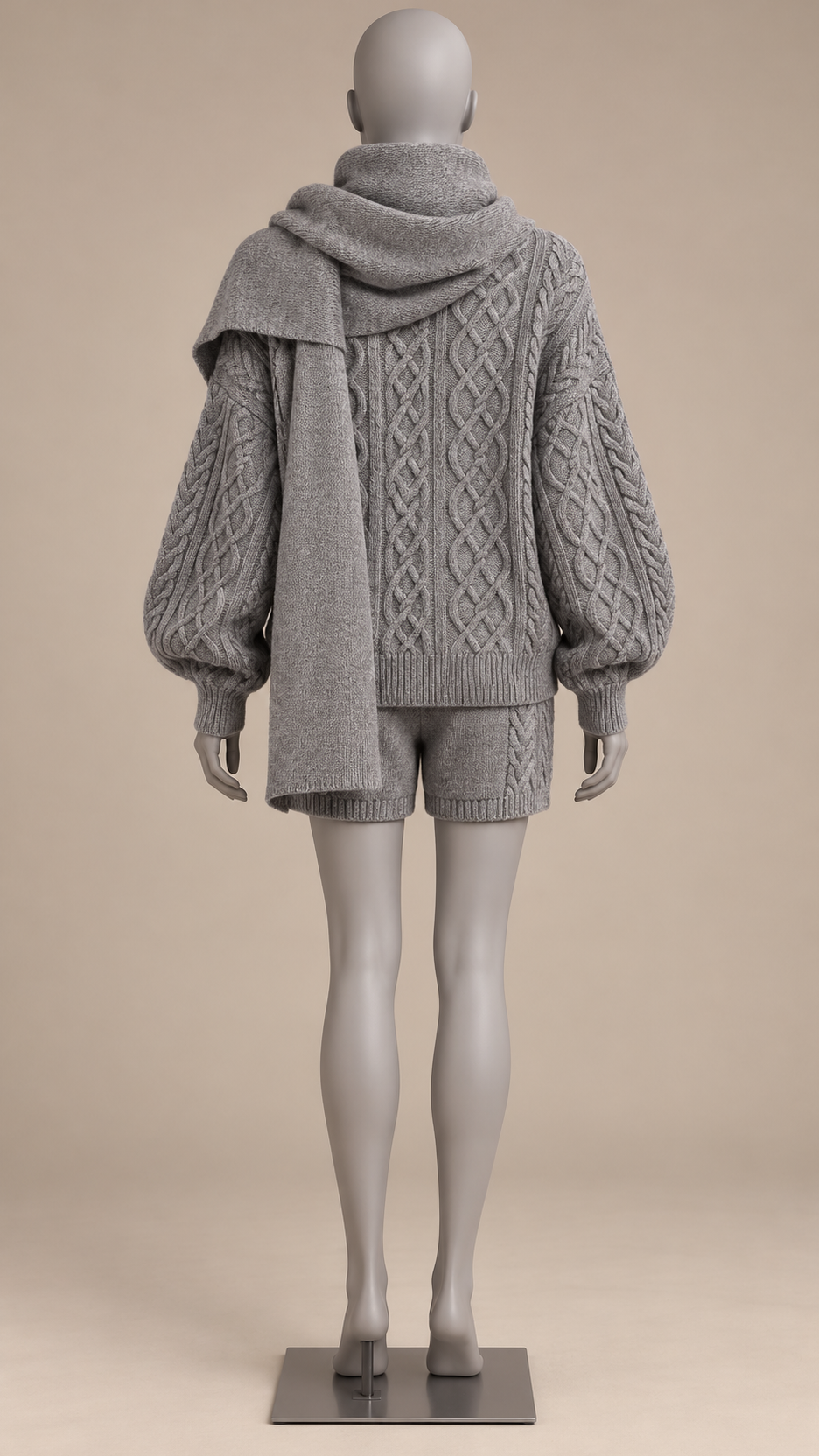 Ardith Cable-Knit Set — Gray mannequin back