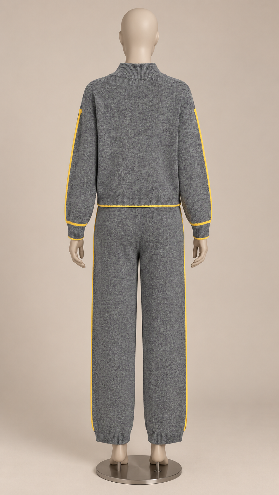 Henrietta Piped Knit Set — Gray mannequin back