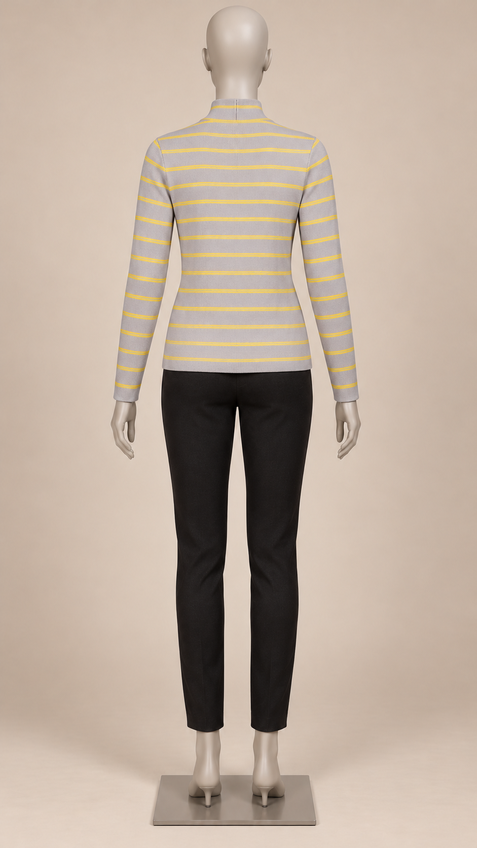 Hermione Striped Zip Knit — Gray mannequin back