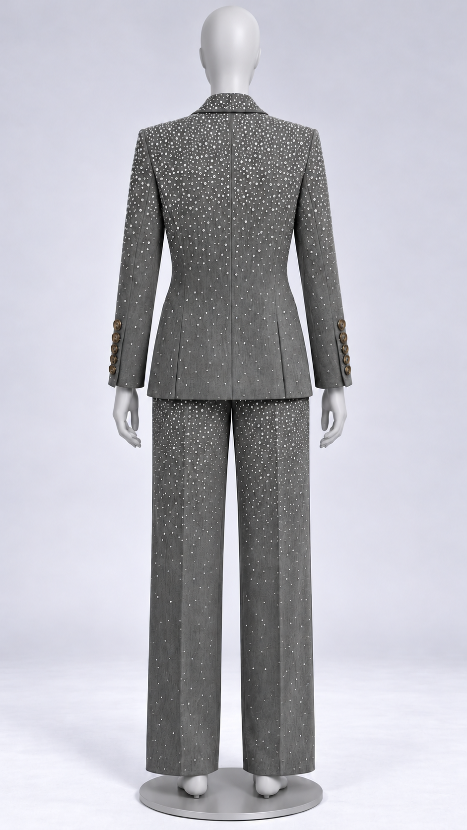 Fenella Crystal-Speck Suit — Gray mannequin back
