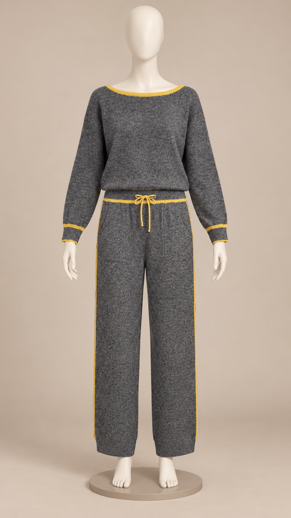 Saskia Tipped Knit Set — Gray mannequin front