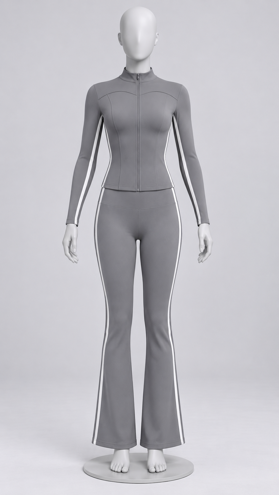 Nimue Racer-Stripe Yoga Set — Gray mannequin front