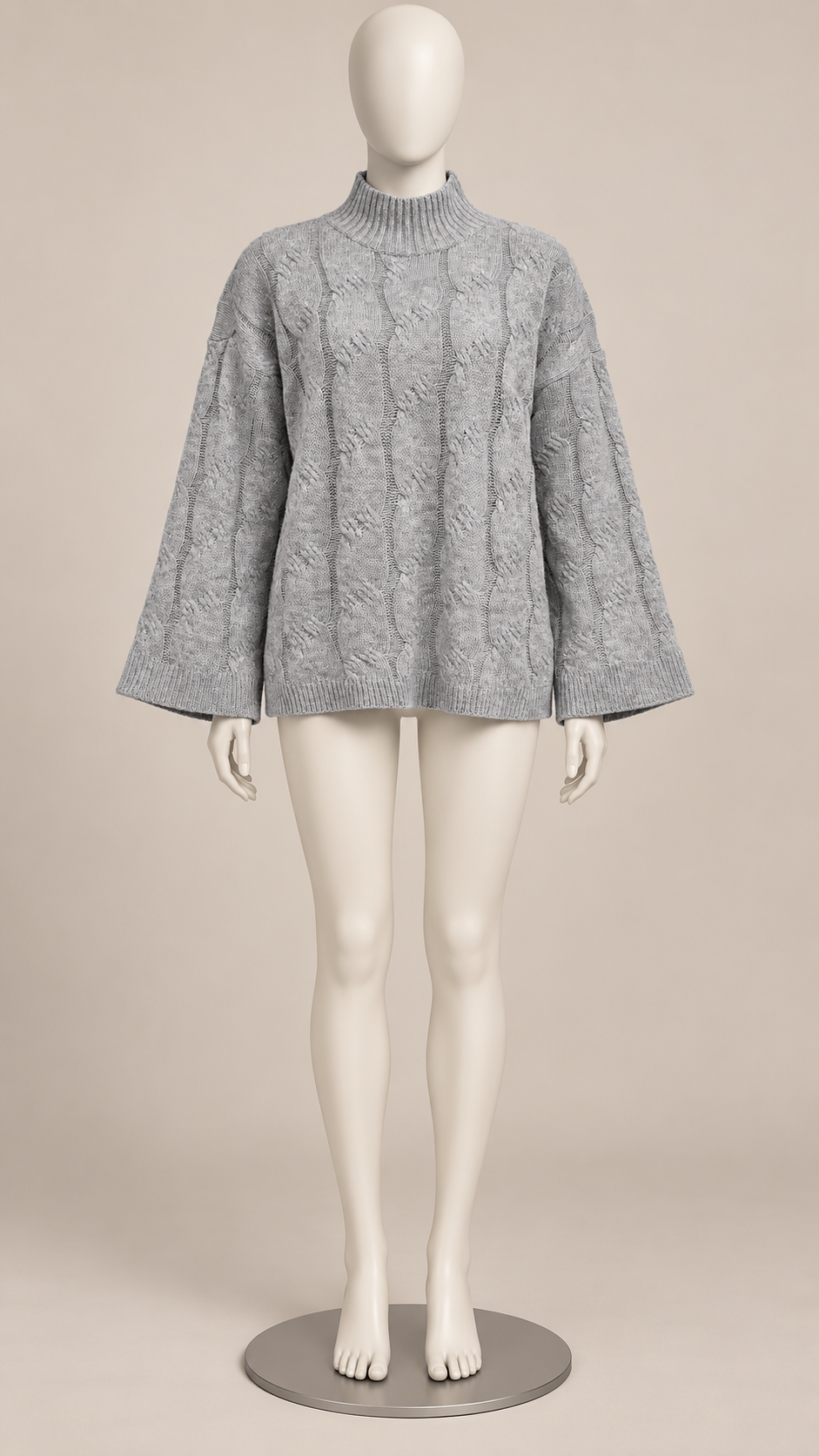 Bettina Cable Sweater — Gray mannequin front