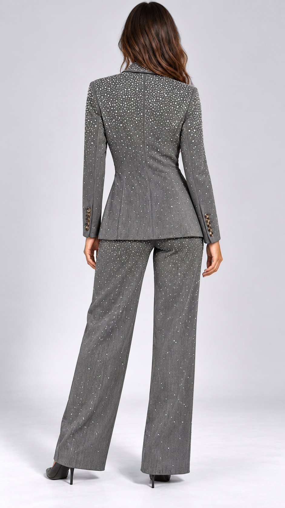Fenella Crystal-Speck Suit — Gray model back