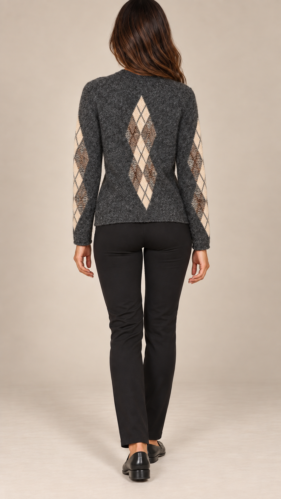 Tamsin Argyle Cardigan — Gray model back