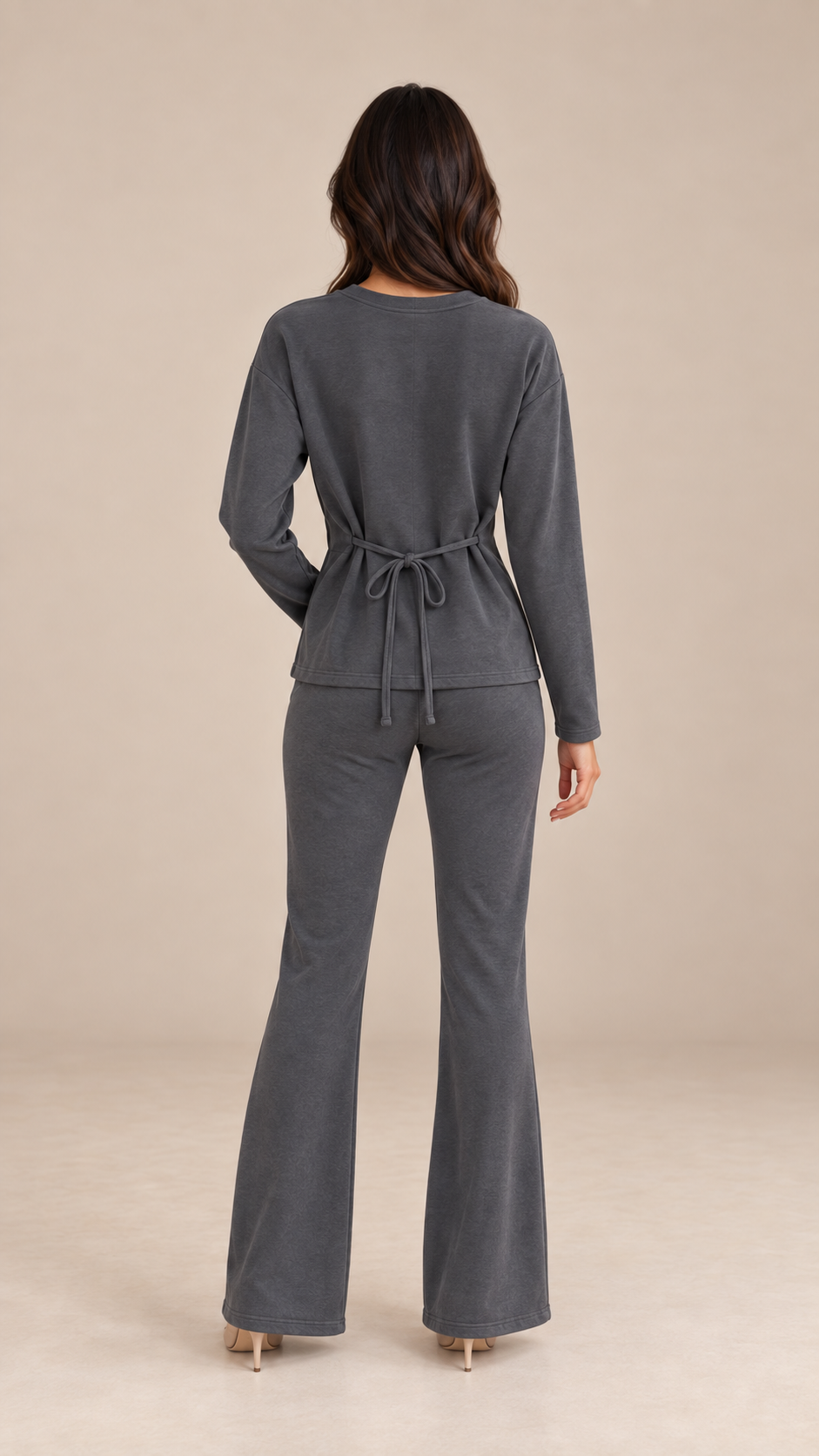 Noor Tie-Waist Set — Gray model back