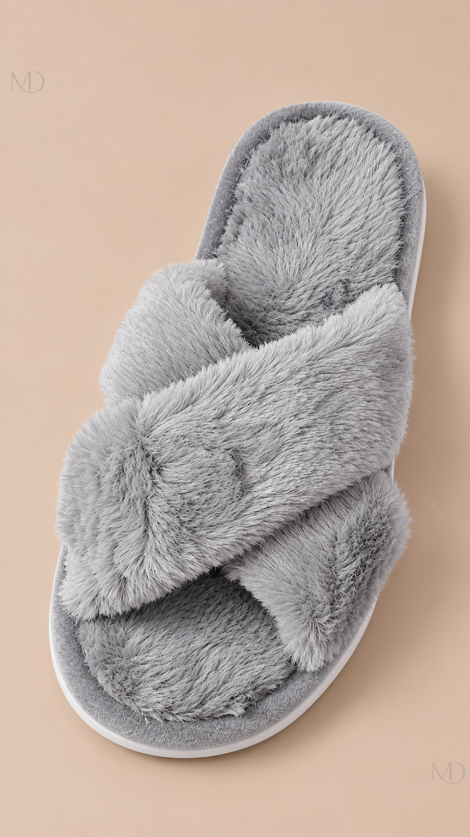 Calliope Crisscross Slide — Gray shoe detail