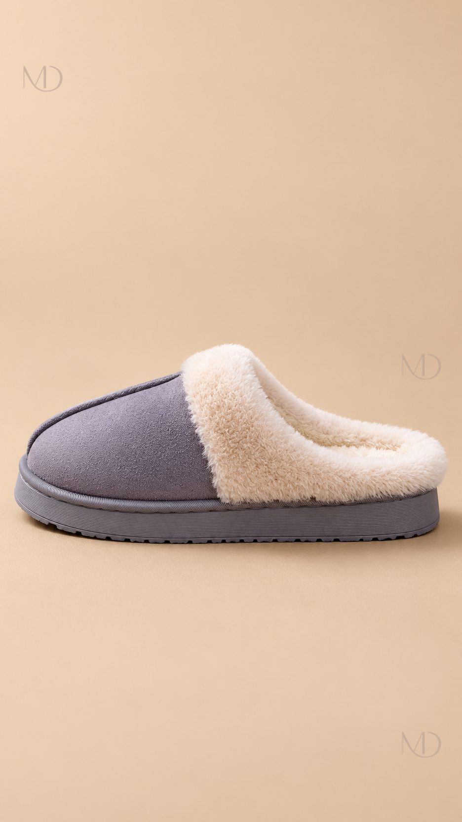 Ysaline Suede Slipper — Gray shoe side