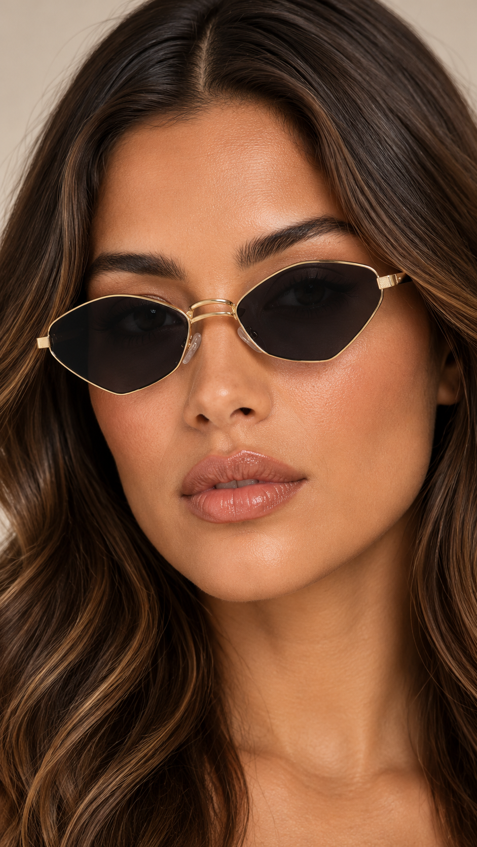 Perpetua Diamond Sunglasses — Gray worn closeup