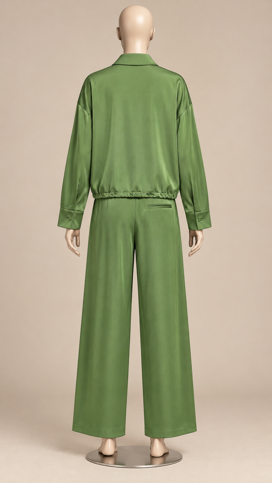 Marisa Zip-Collar Set — Green mannequin back