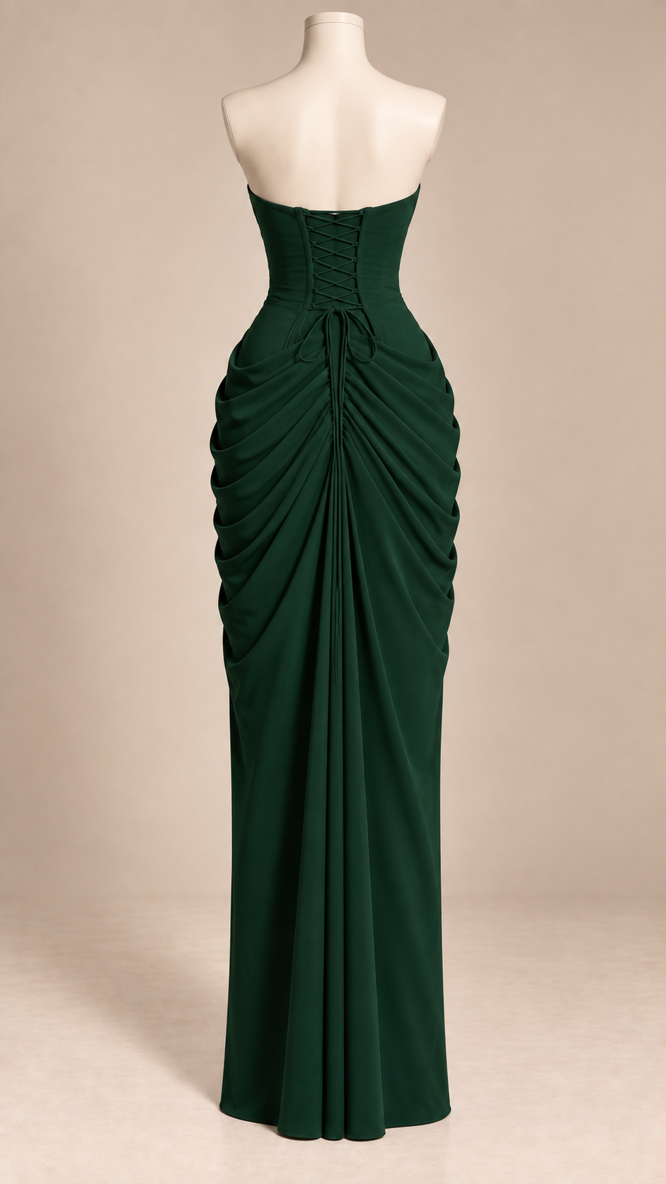 Theodora Pleated Gown — Green mannequin back