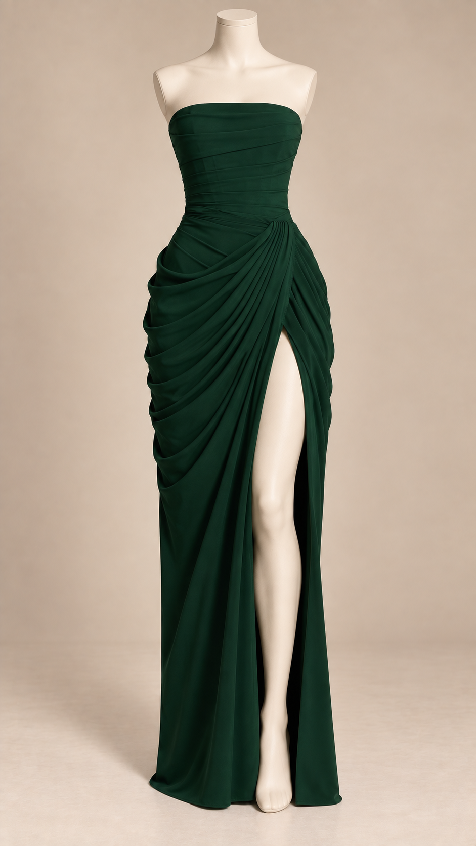 Theodora Pleated Gown — Green mannequin front