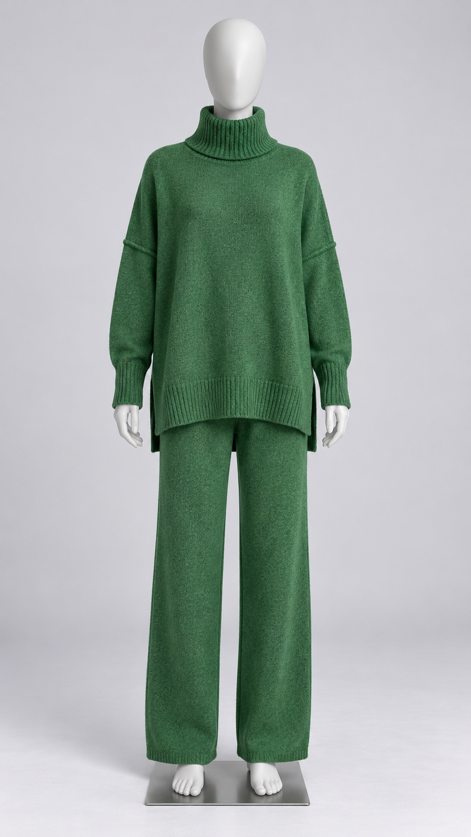 Iolanthe Split-Hem Knit Set — Green mannequin front
