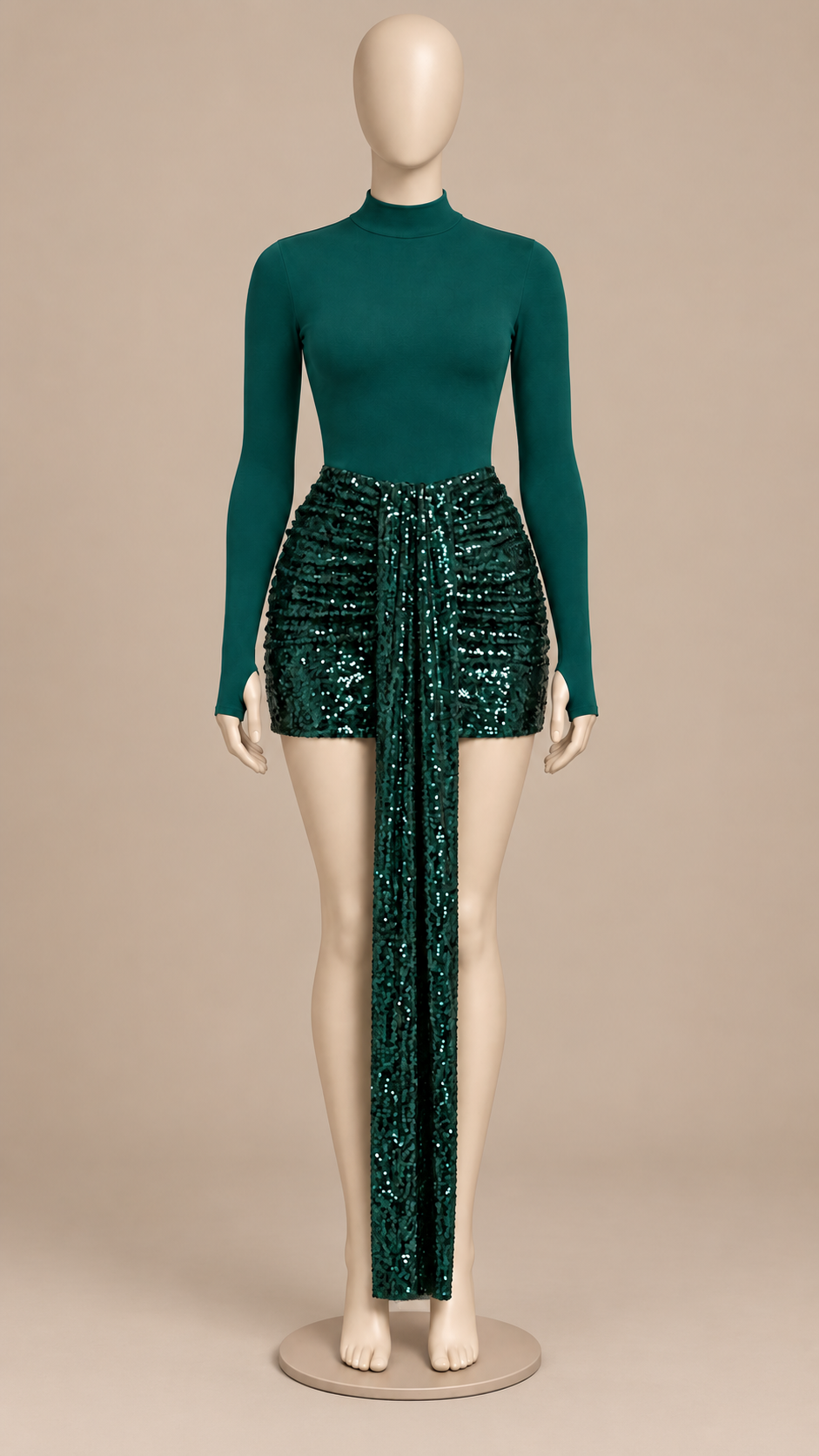 Oriel Streamer Skirt Set — Green mannequin front