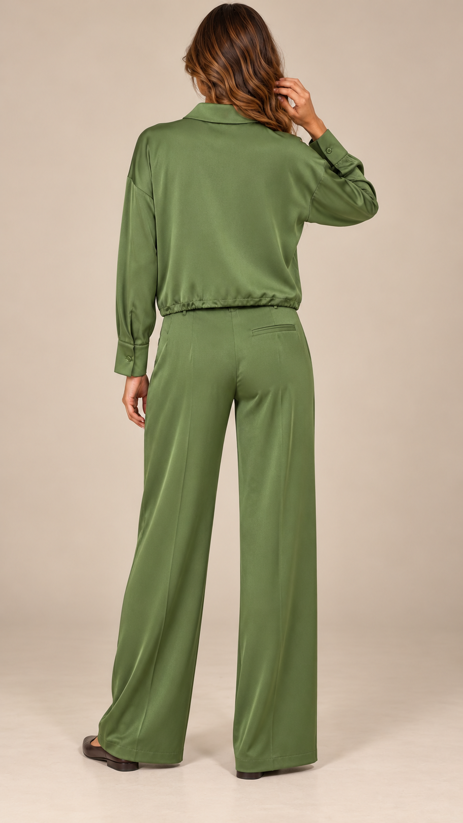 Marisa Zip-Collar Set — Green model back