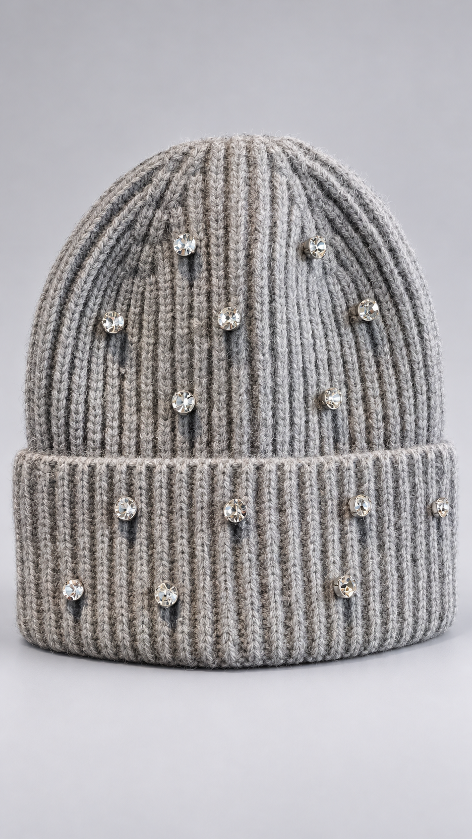 Hortense Rhinestone-Dot Beanie — Grey product only