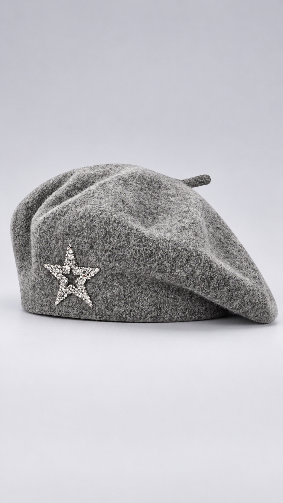 Odelette Star-Brooch Beret — Heather Grey product only