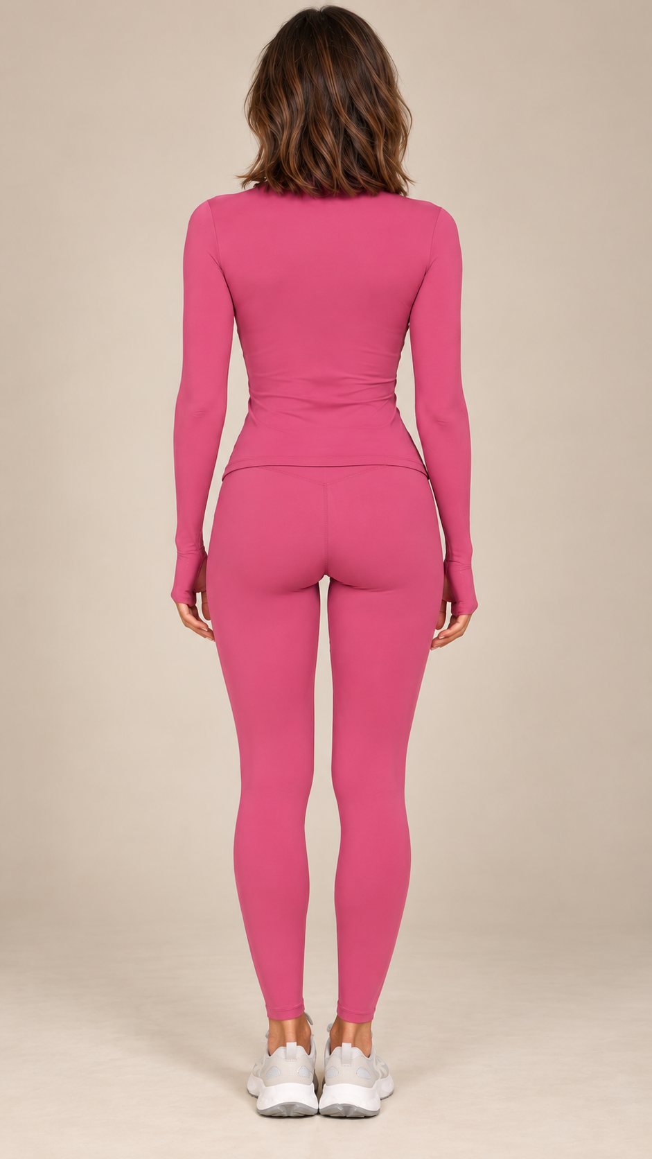 Kalinda Thumbhole Active Set — Hot Pink model back