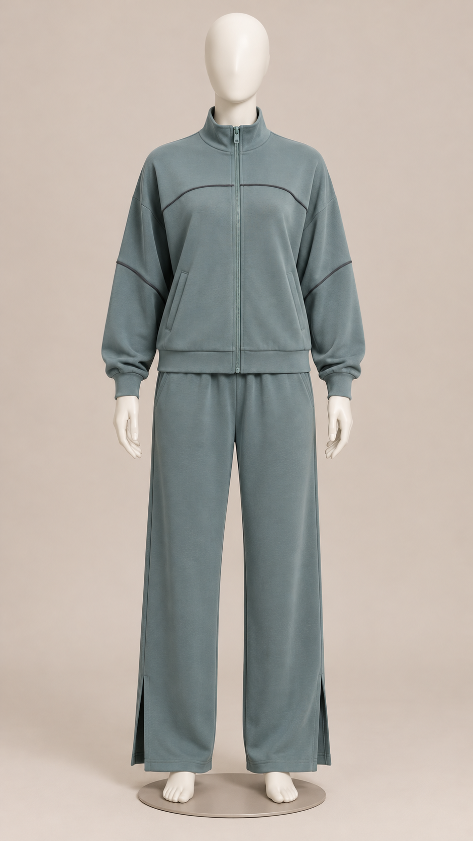 Saoirse Split-Hem Track Set — Jade Gray mannequin front