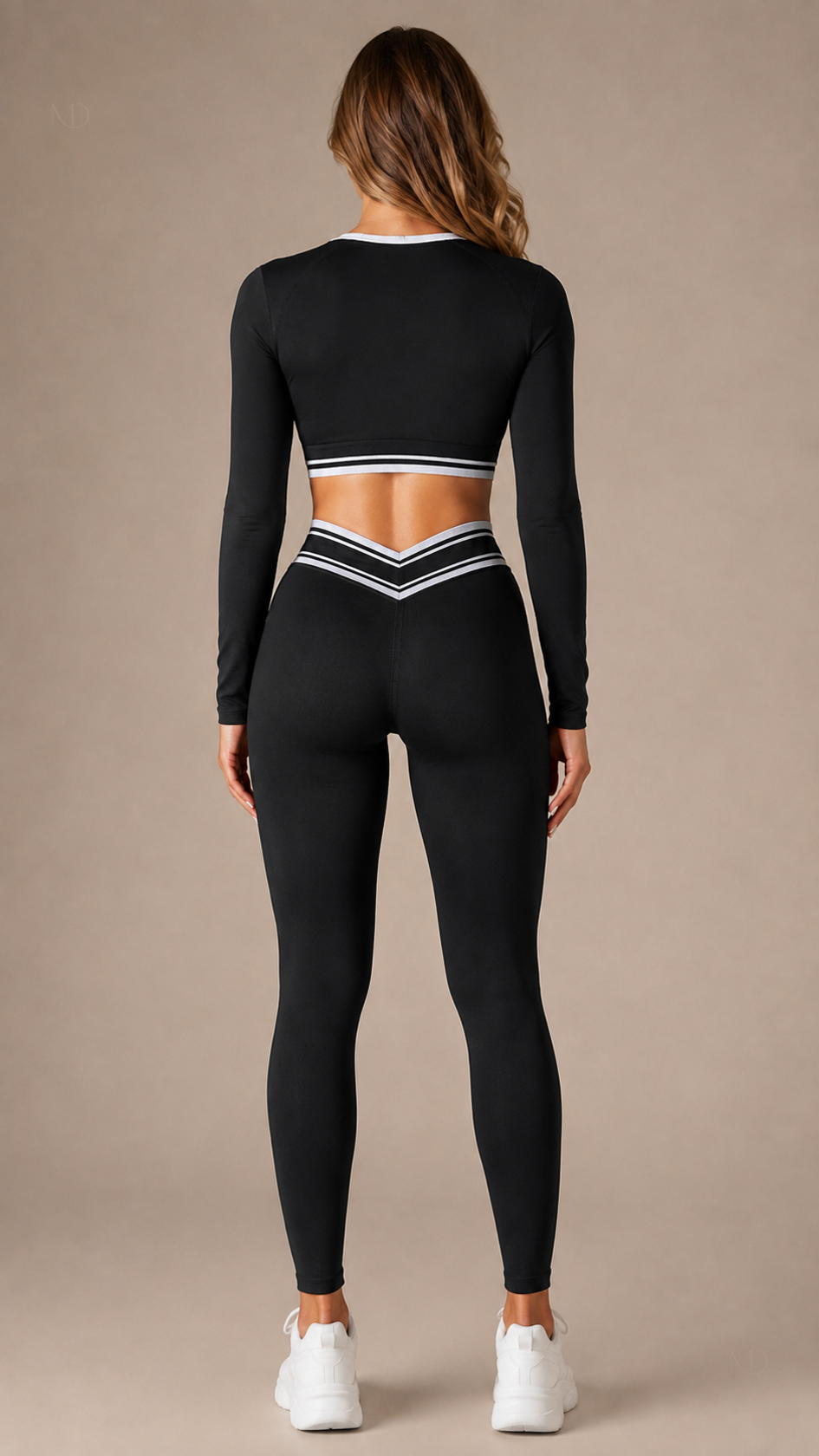 Kaia Yoga Two Piece Set in Black - back view