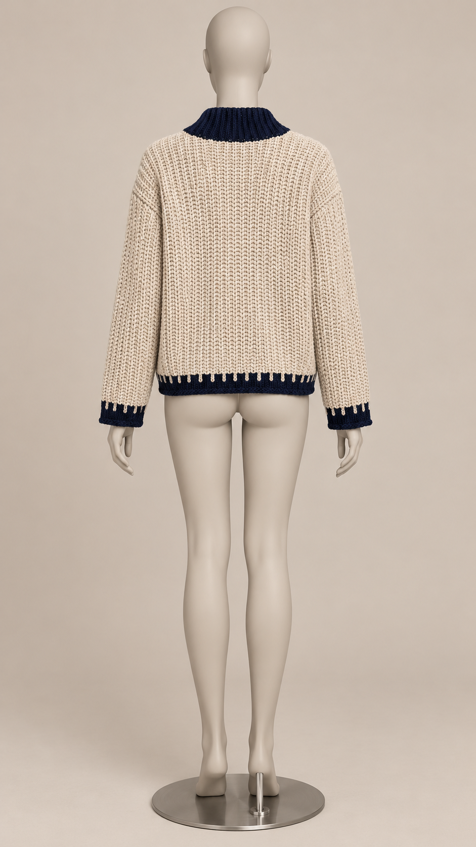 Rosabel Blanket-Stitch Cardigan — khaki mannequin back