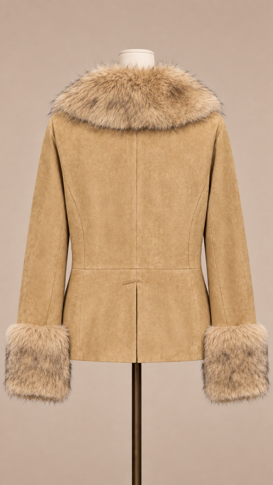 Ilaria Fur-Trim Jacket — khaki mannequin back