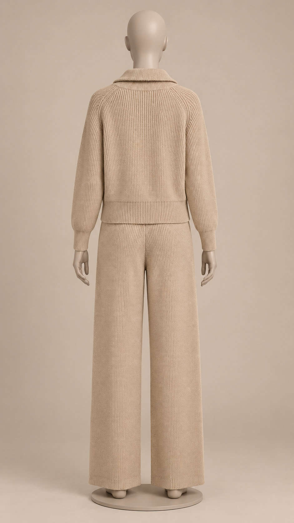 Brielle Zip-Collar Lounge Set — khaki mannequin back