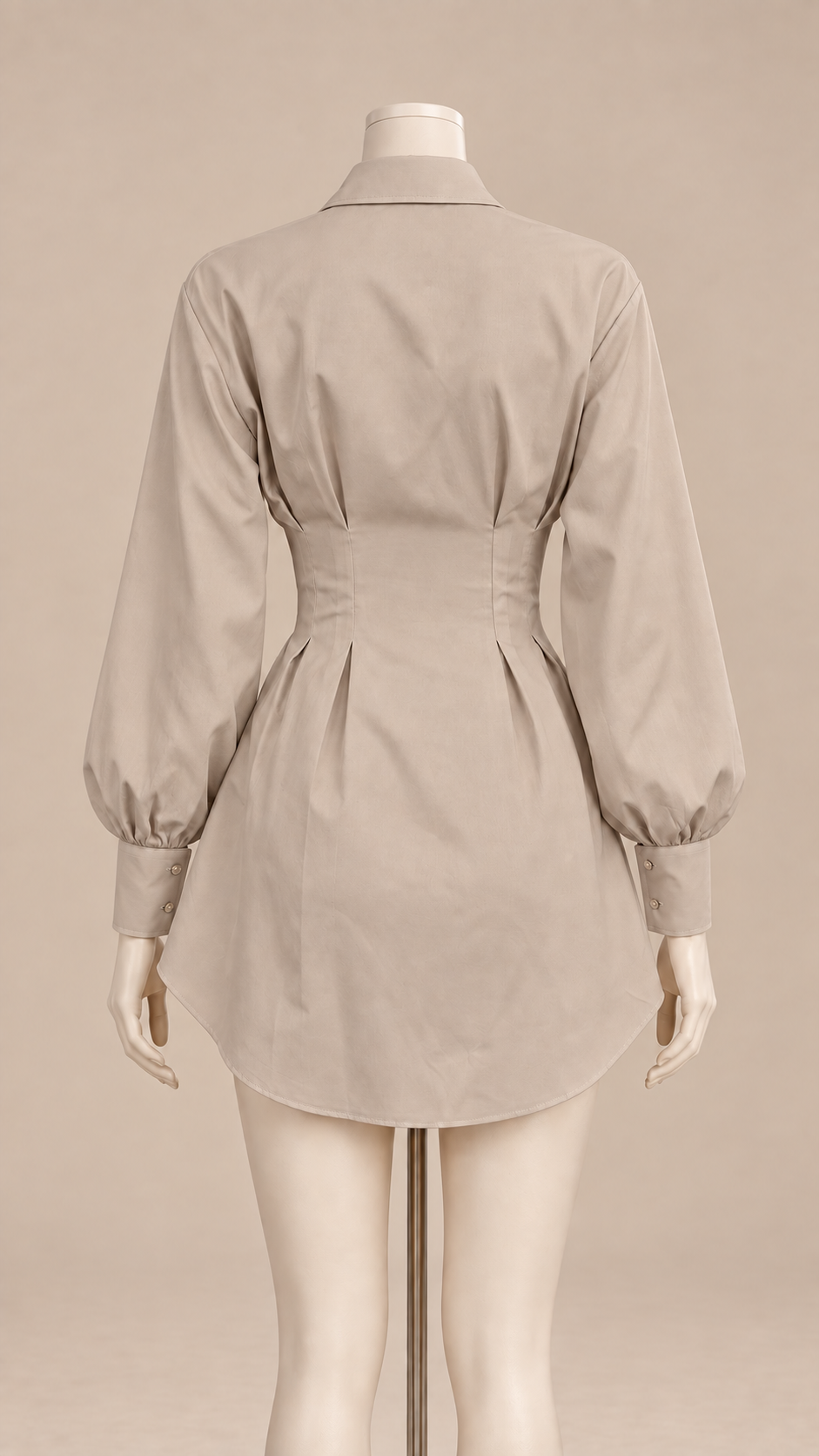Rowan Corset Shirt Dress — khaki mannequin back