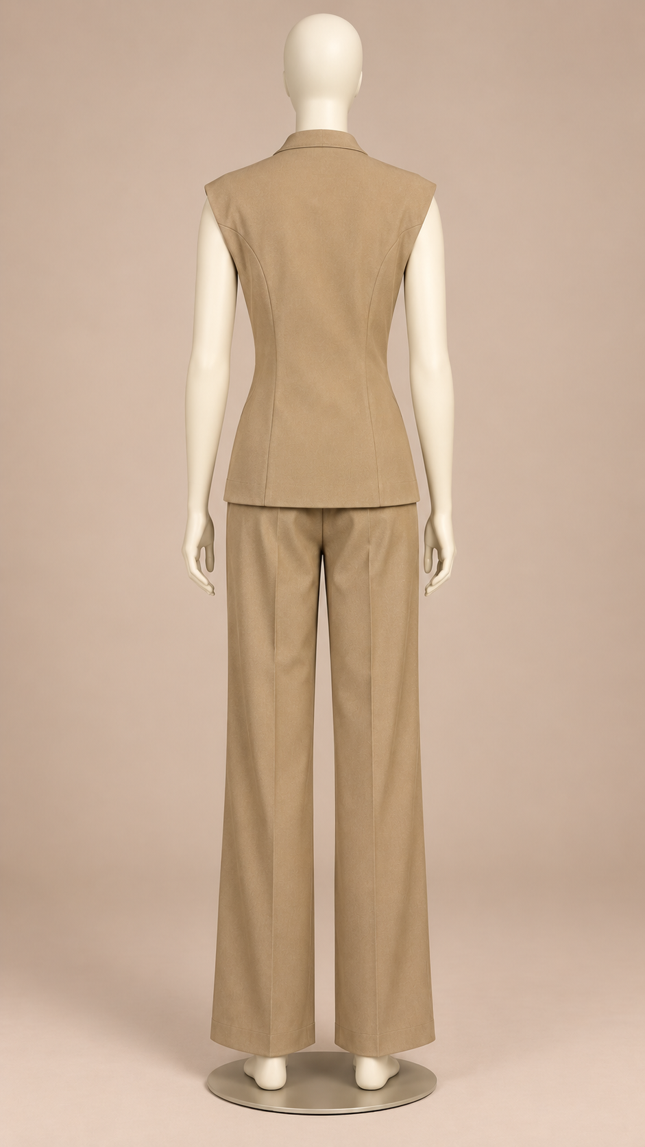 Rosalind Double-Breasted Vest Set — khaki mannequin back