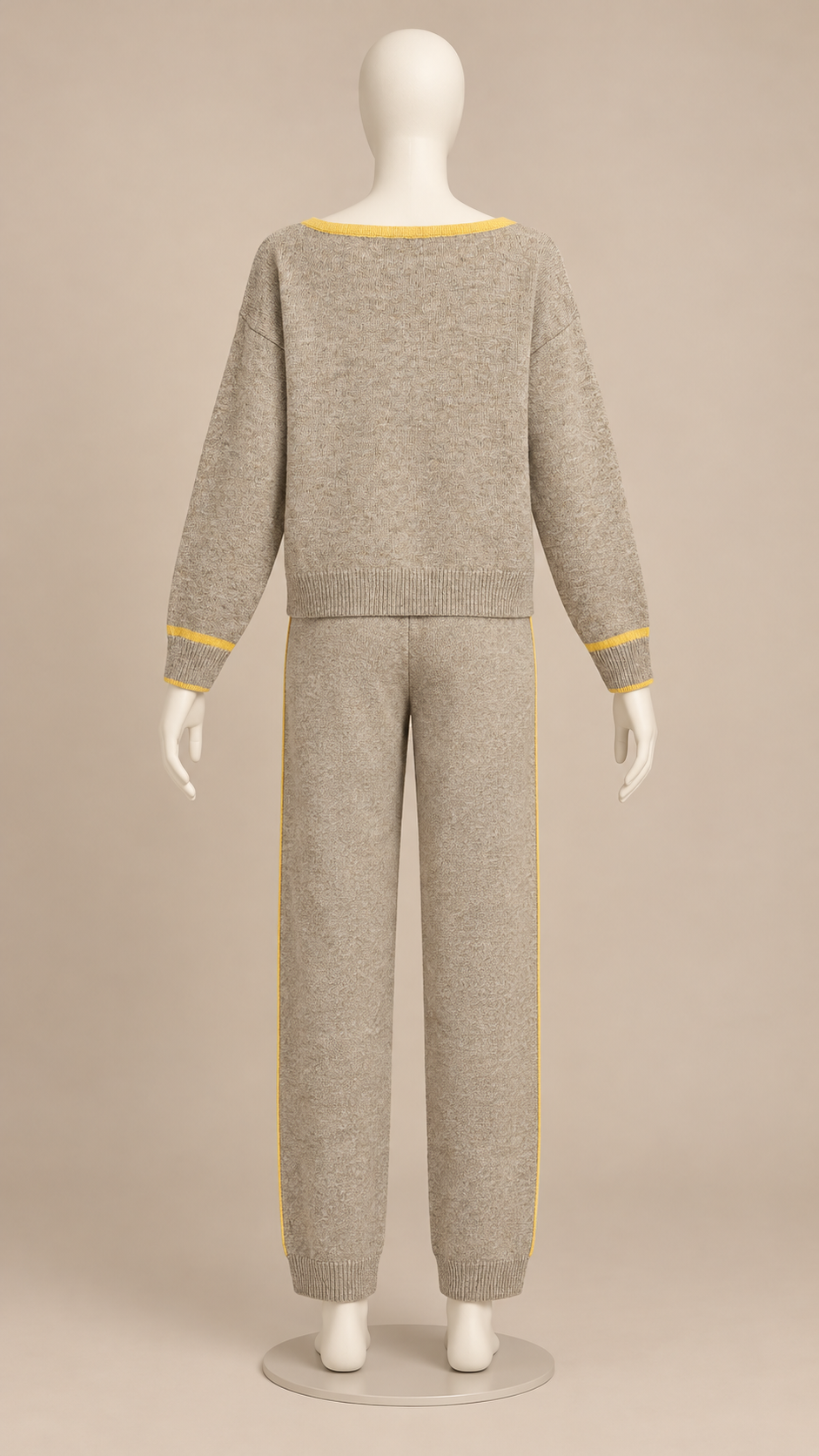 Saskia Tipped Knit Set — khaki mannequin back