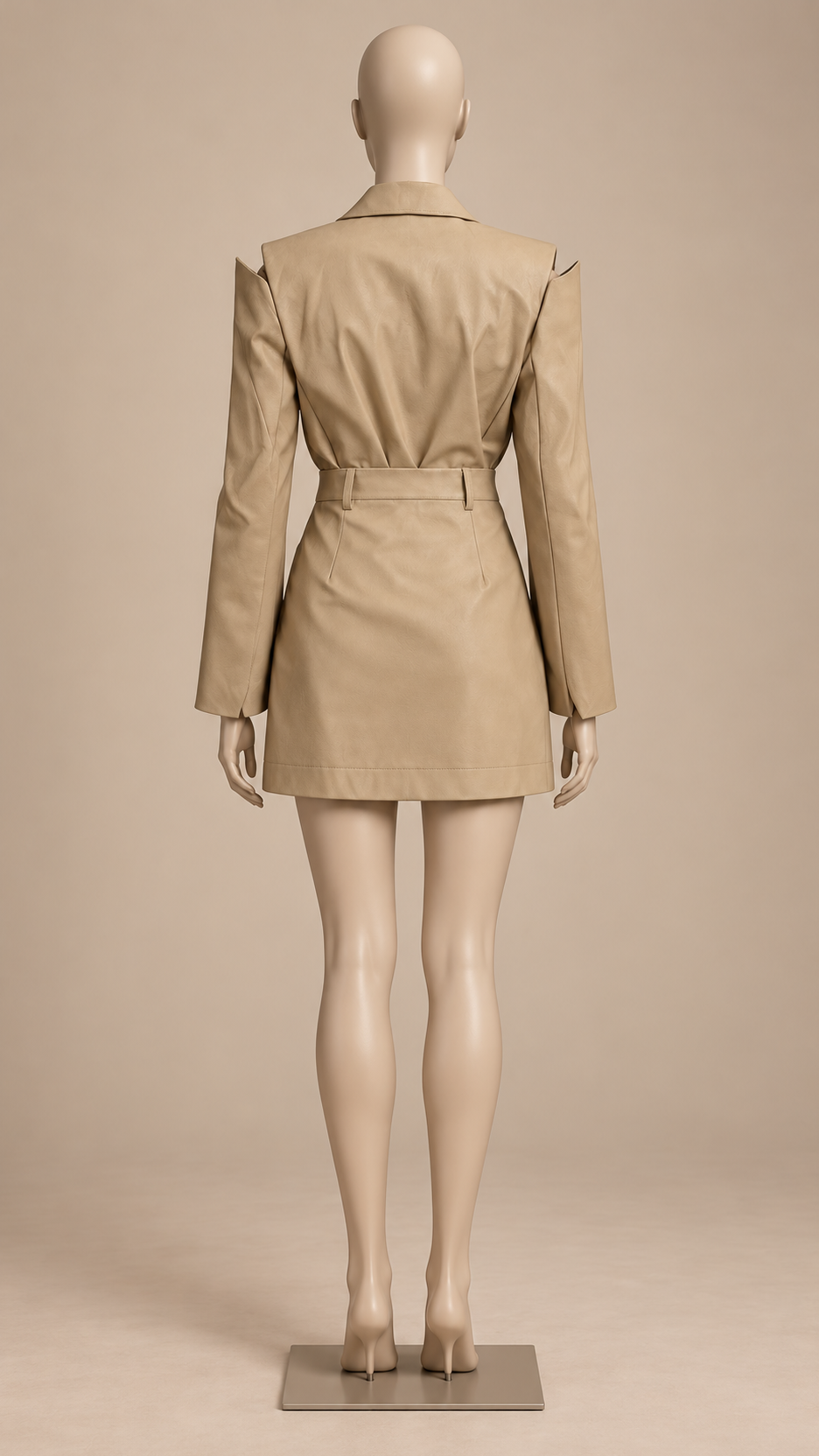 Ingrid Cutout-Shoulder Skirt Set — khaki mannequin back