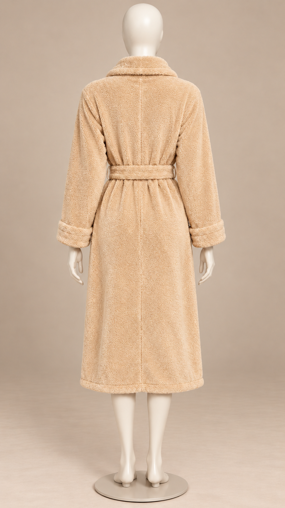 Clarabel Heart-Stitch Robe — khaki mannequin back