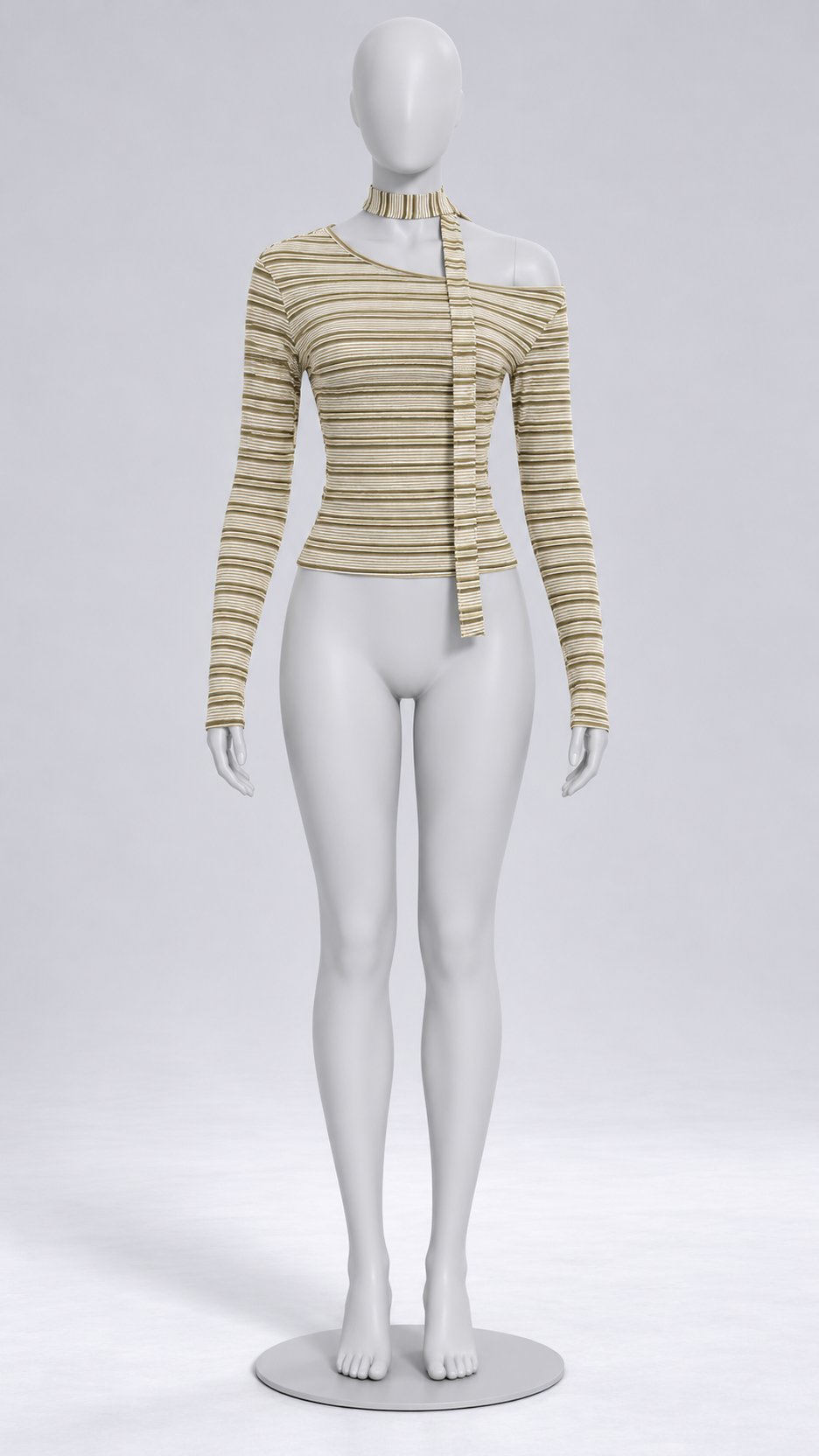 Saoirse Scarf-Tie Top — khaki mannequin front