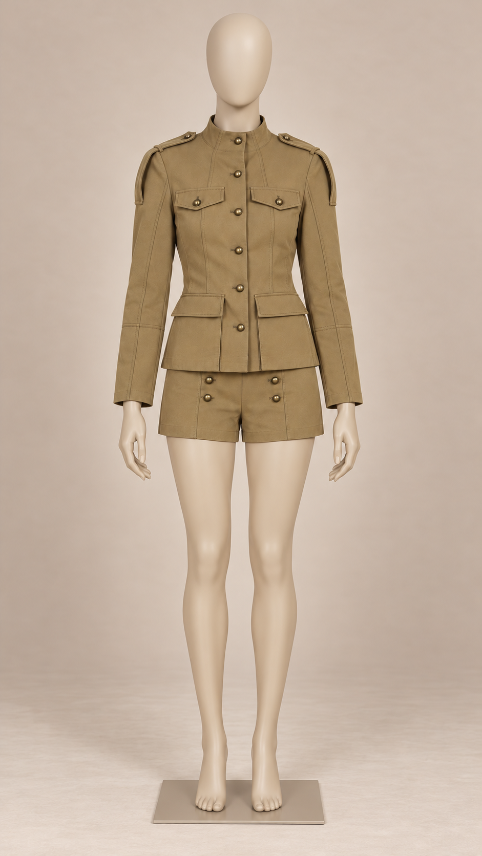 Imelda Epaulette Set — khaki mannequin front