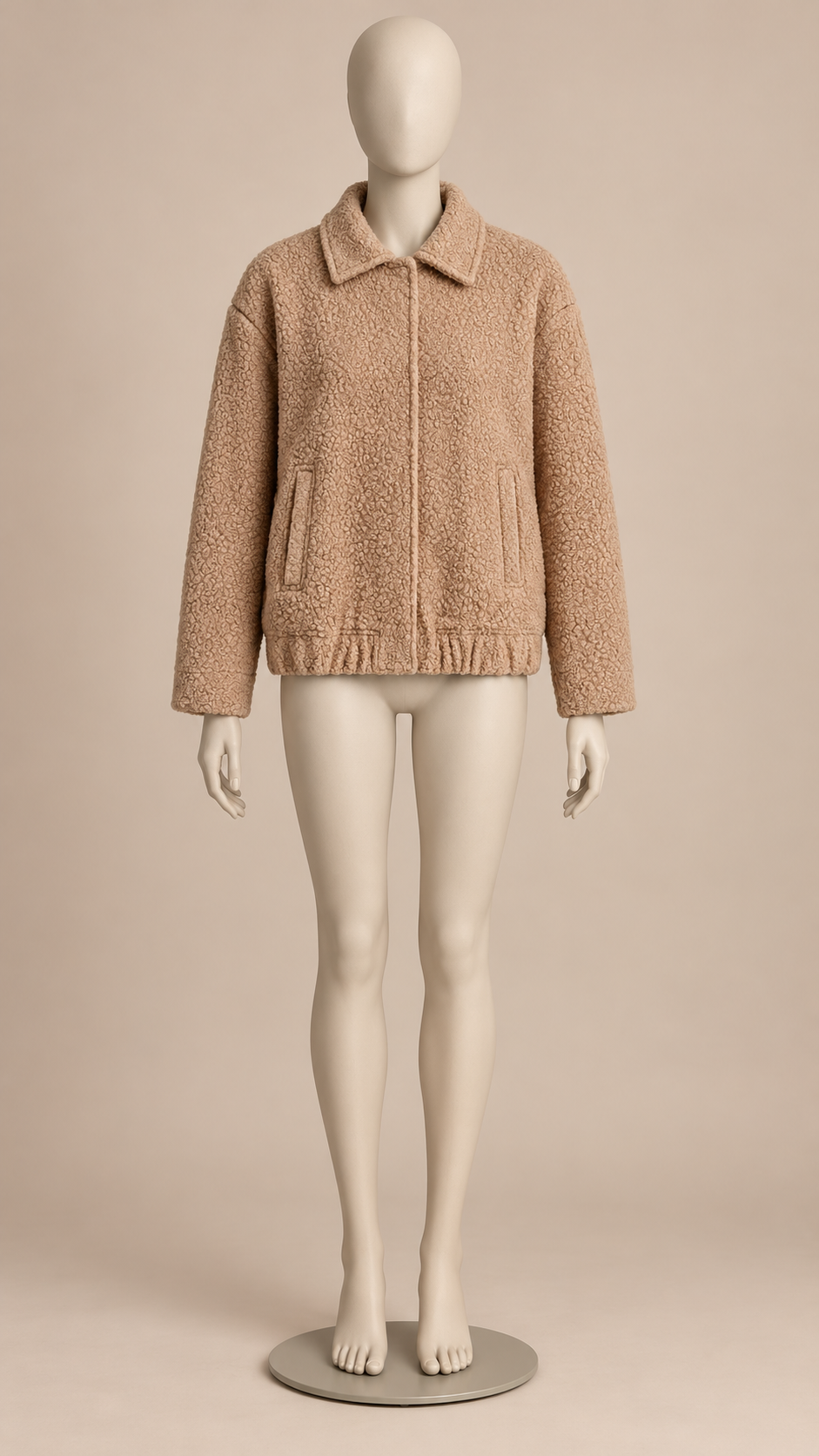 Allegra Teddy Shirt Jacket — khaki mannequin front