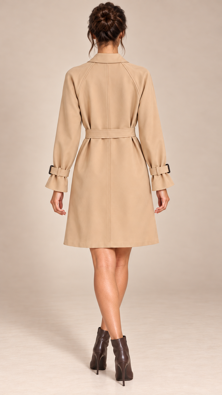 Odelia Storm-Flap Trench — khaki model back