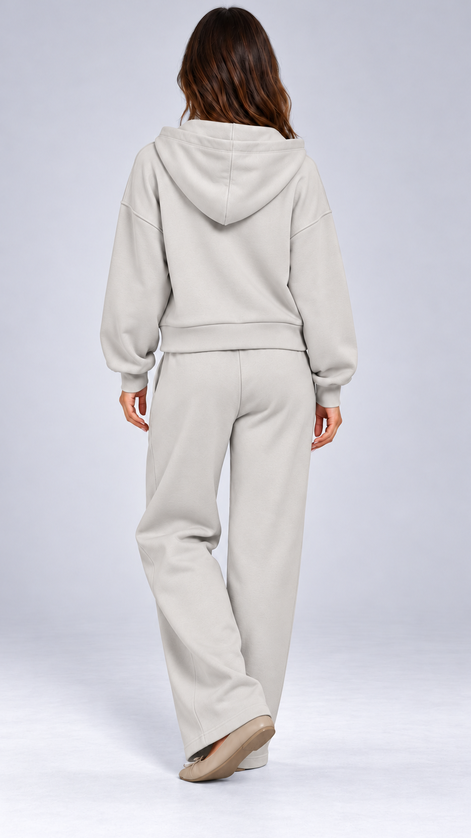 Rozalia Zip-Hoodie Set — khaki model back