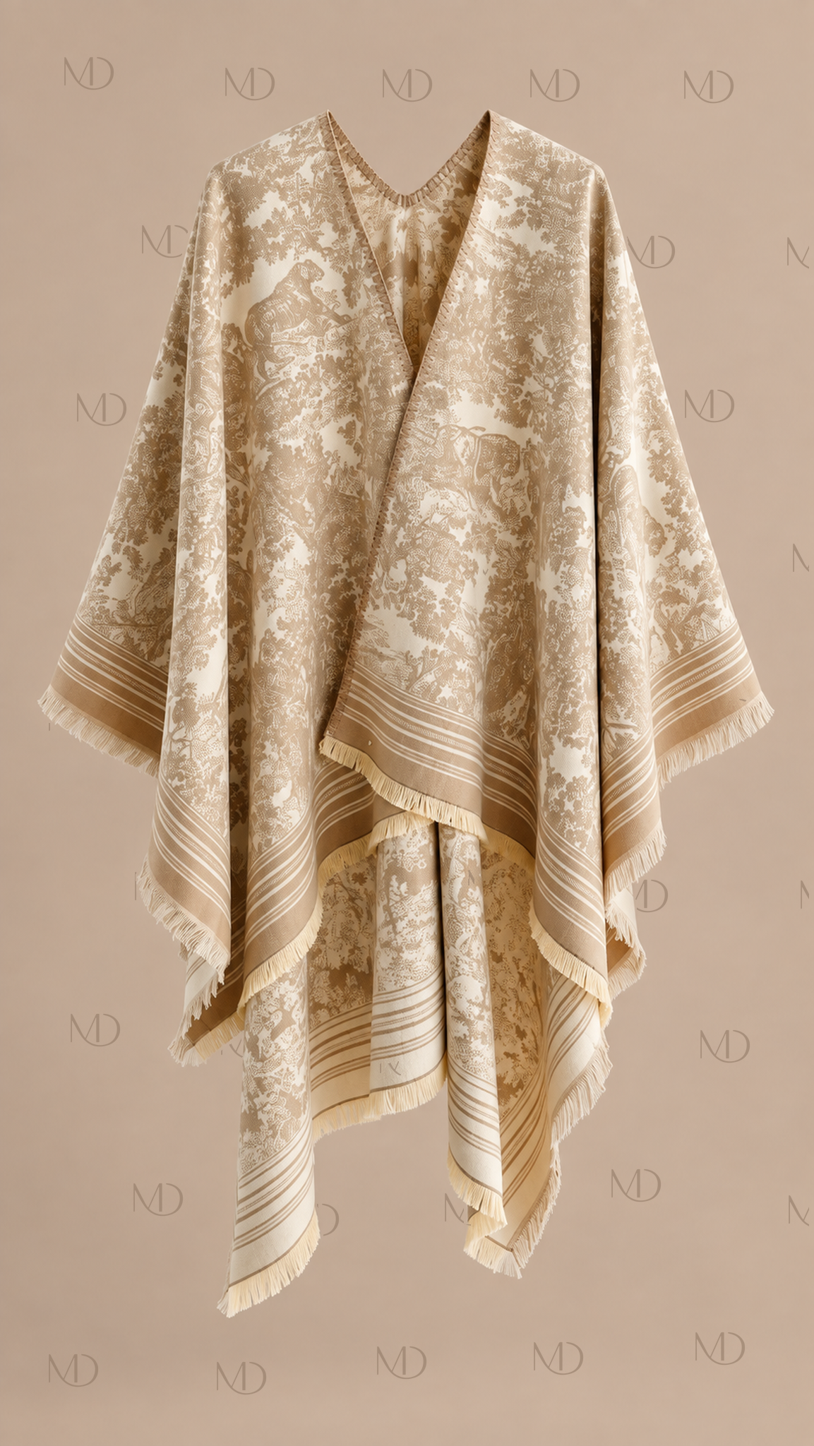 Odette Jacquard Shawl Cape — khaki product only